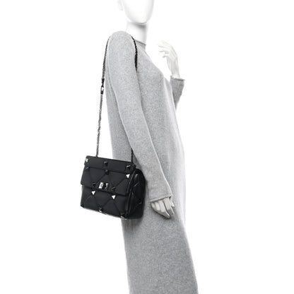 Valentino Garavani Nappa Monochrome Medium Roman Stud Shoulder Bag Black 2 of 9