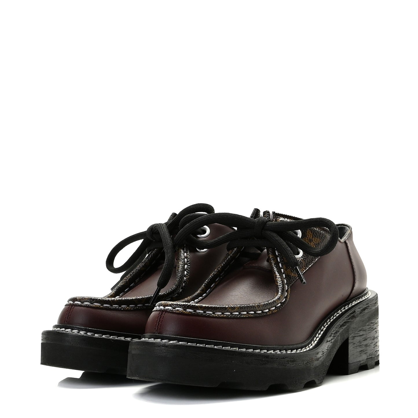 Calfskin Monogram Beaubourg Platform Derby Shoes 36 36 Bordeaux