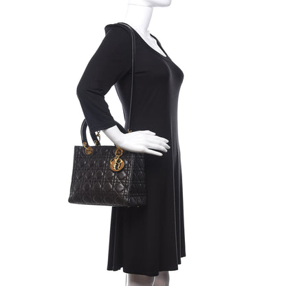 Christian Dior Lambskin Cannage Medium Lady Dior Black 2 of 11