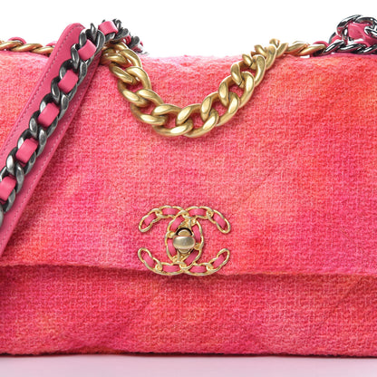 Chanel Tweed Quilted Medium Chanel 19 Flap Coral Pink 8 of 11