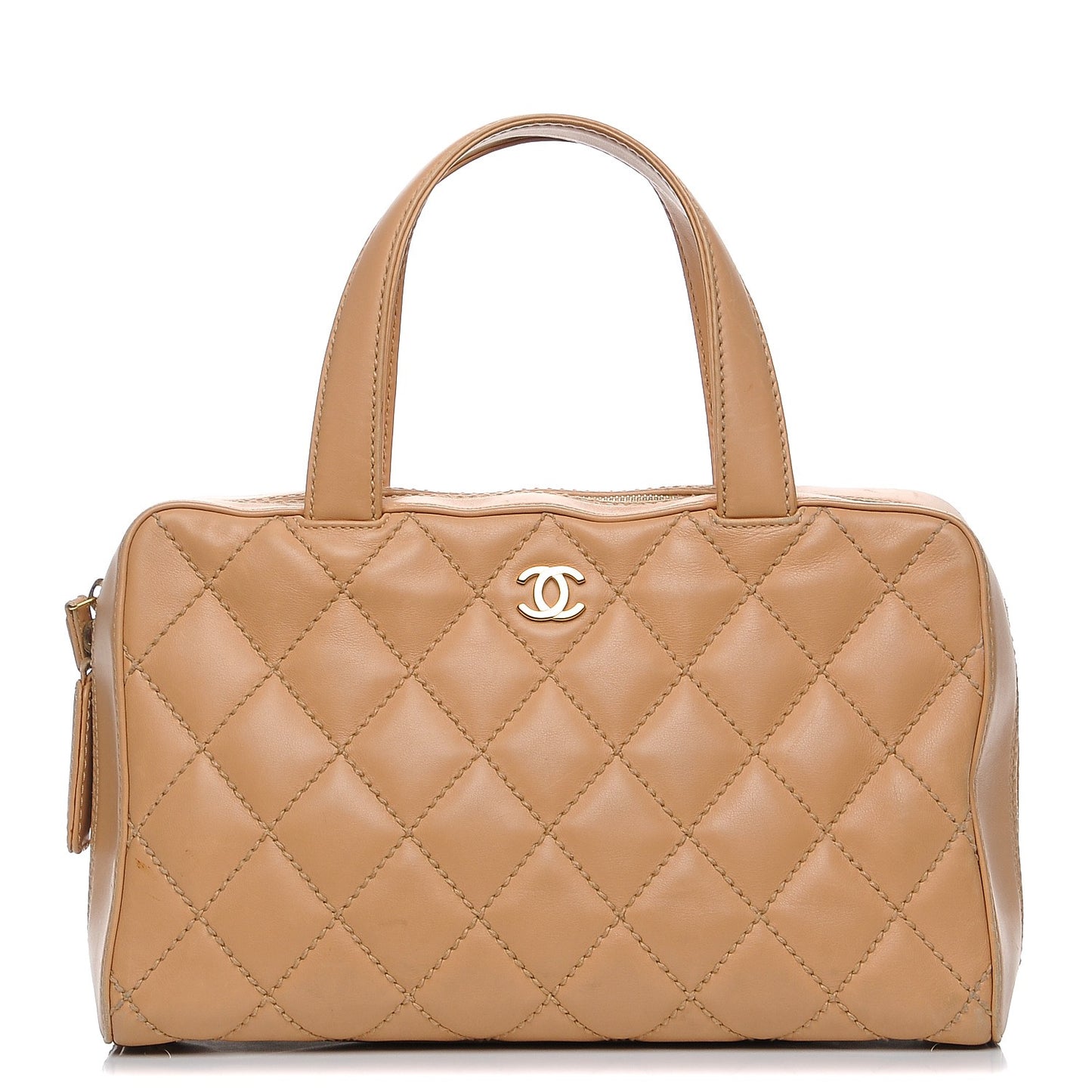Lambskin Surpique Shoulder Bag Beige