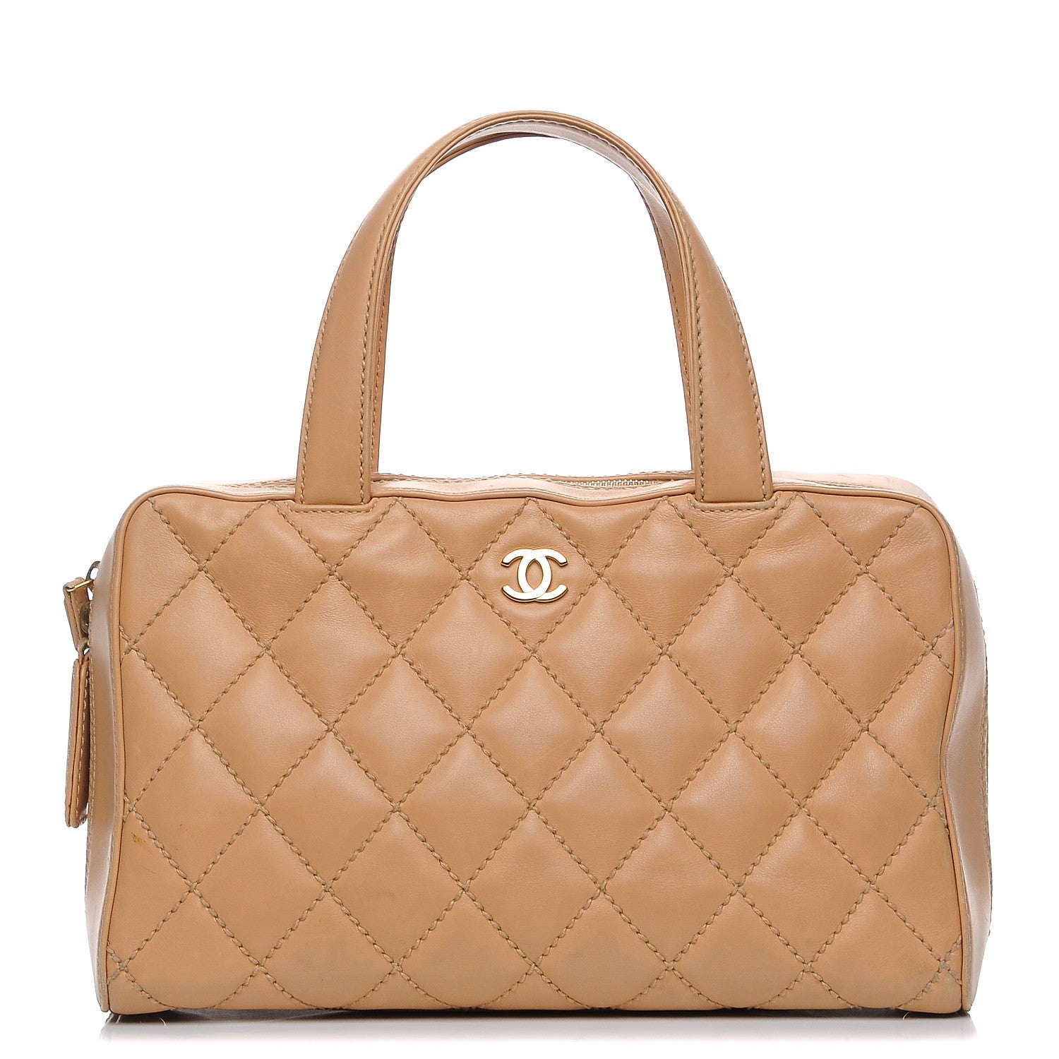 Chanel Lambskin Surpique Shoulder Bag Beige 1 of 10