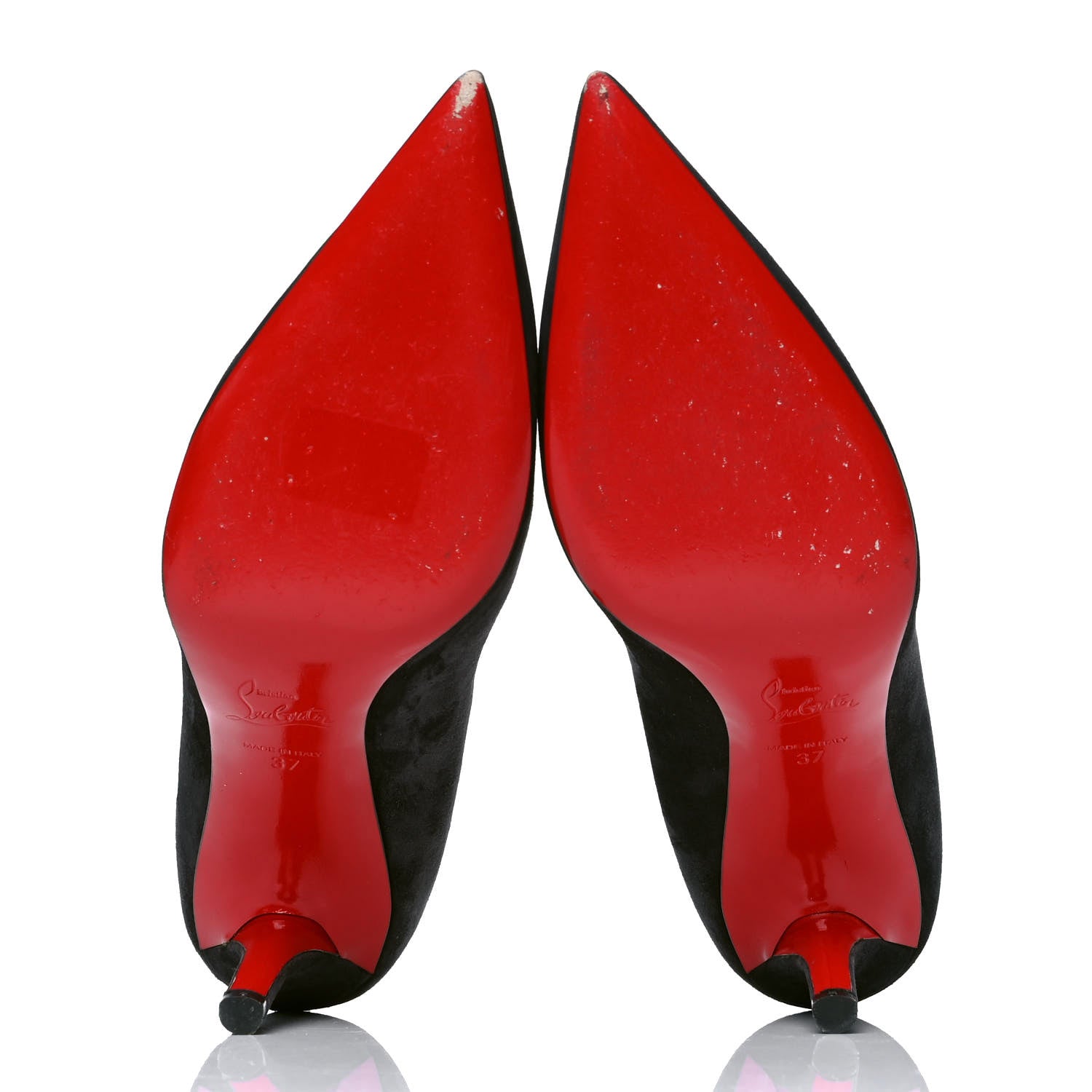 Christian Louboutin Veau Velours Apostrophy 85 Pumps 37 Fusain 4 of 6
