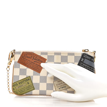 Louis Vuitton Damier Azur Trunks Labels Pochette Milla MM 2 of 9