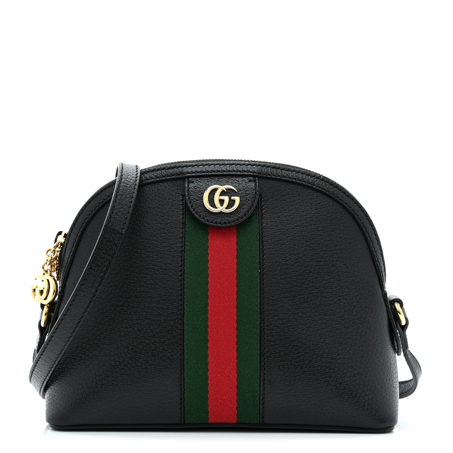 Calfskin GG Web Small Ophidia Dome Shoulder Bag Black