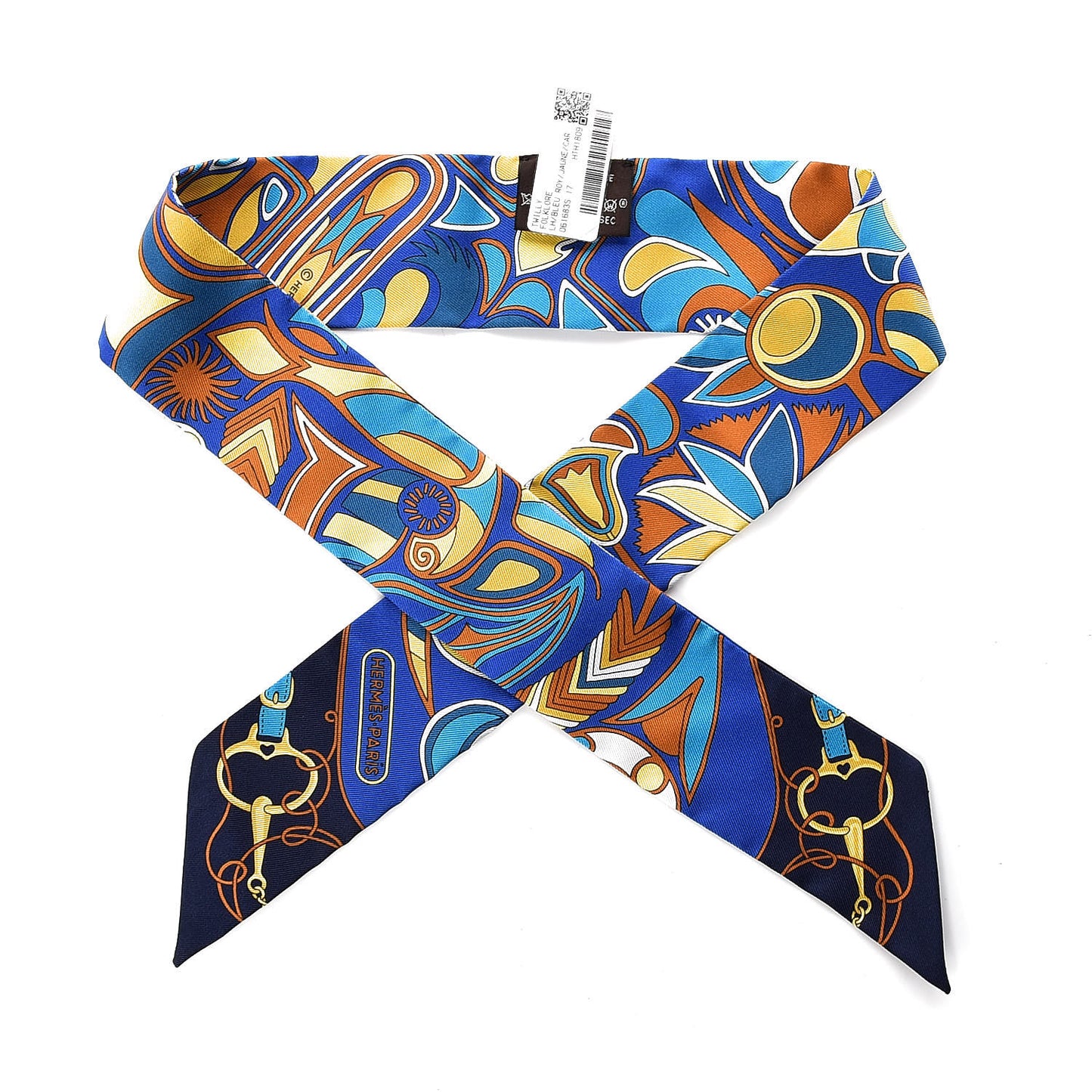 Silk Folklore Twilly Bleu Roy Jaune