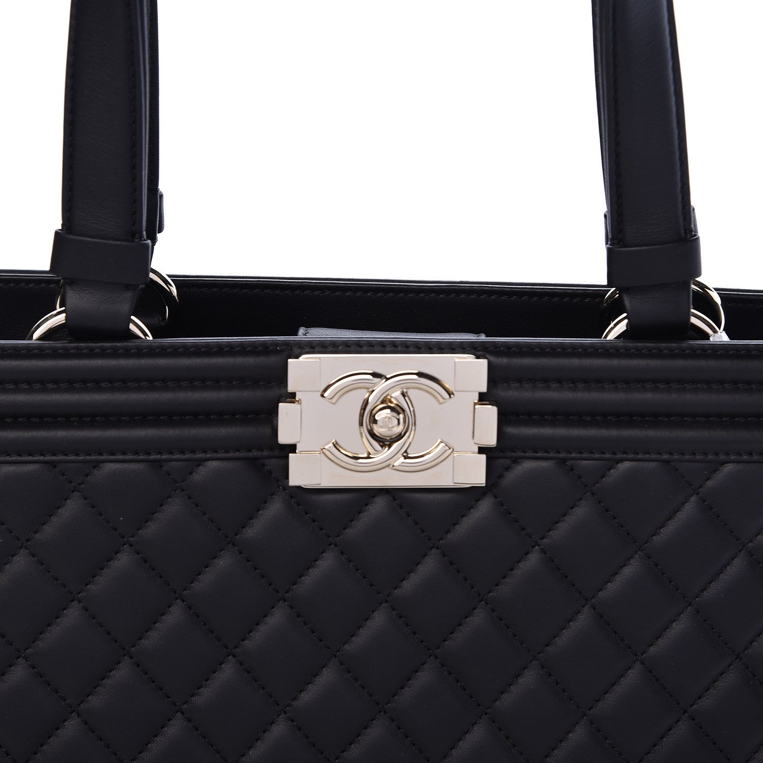 Chanel Calfskin Quilted Boy Shopping Tote Black 8 of 10