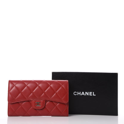 Chanel Lambskin Quilted Large Flap Wallet Red 10 of 10