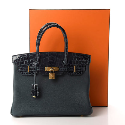 Hermes Togo Shiny Niloticus Crocodile Birkin Touch 30 Vert Rousseau 36 of 36