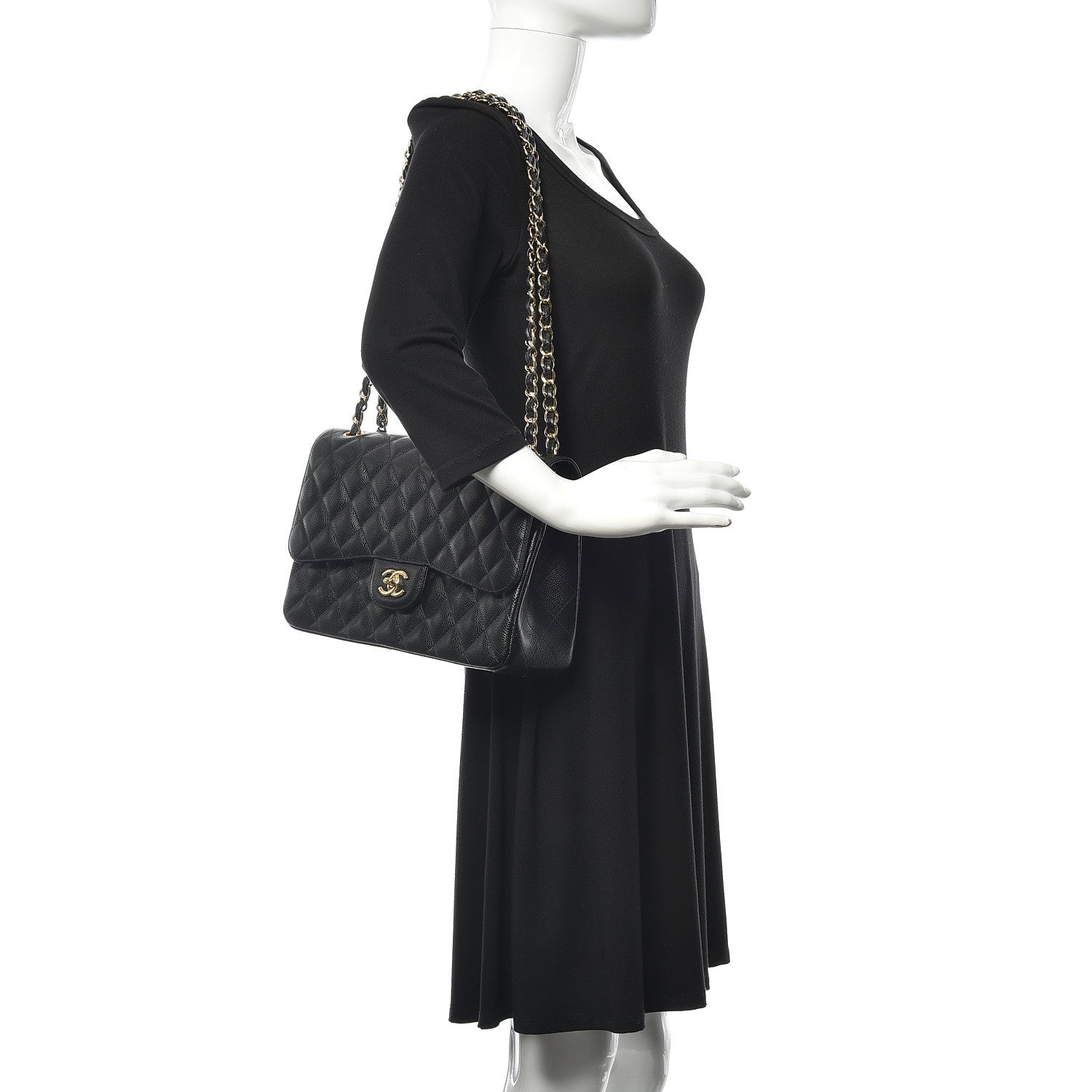 Chanel Caviar Quilted Jumbo Double Flap Black 2 of 11