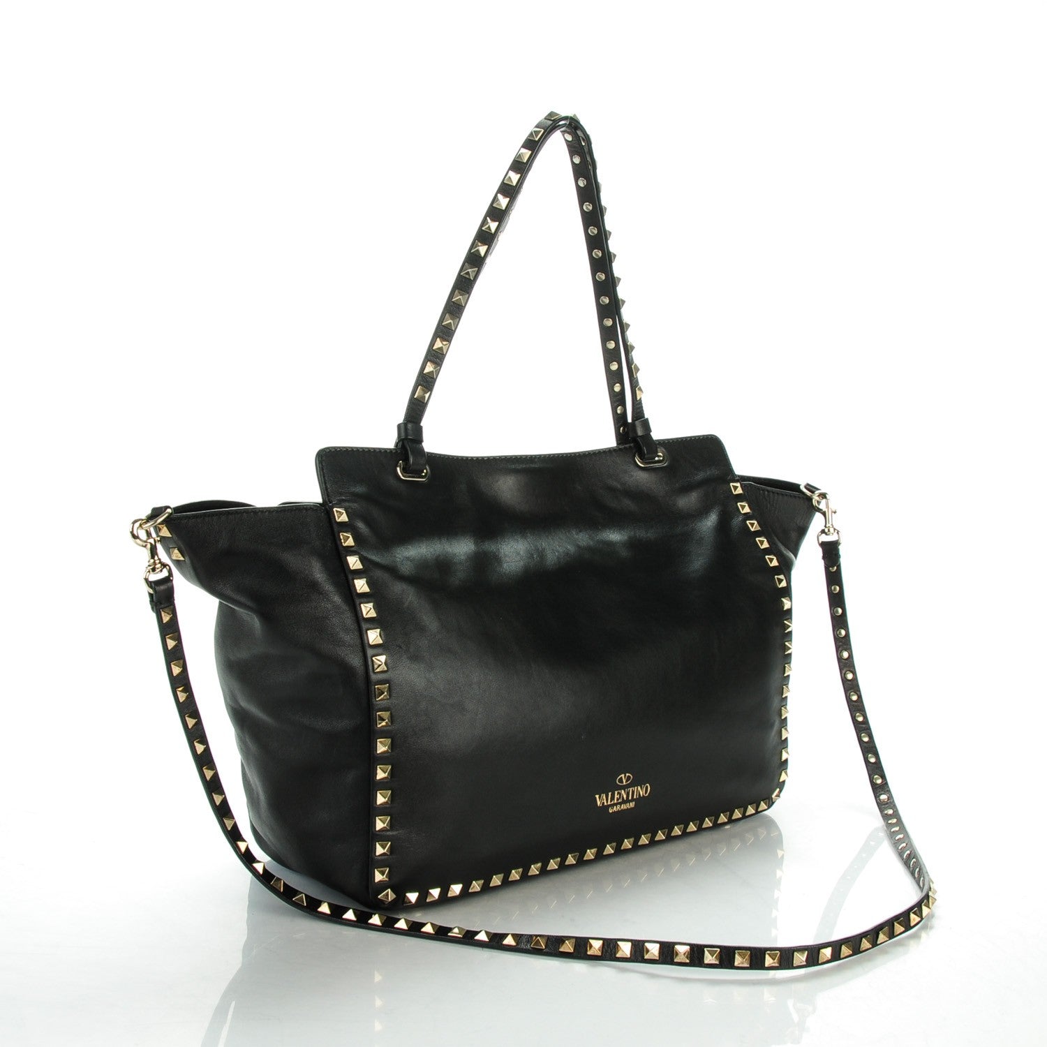Valentino Garavani Vitello Medium Rockstud All Over Tote Black 3 of 7