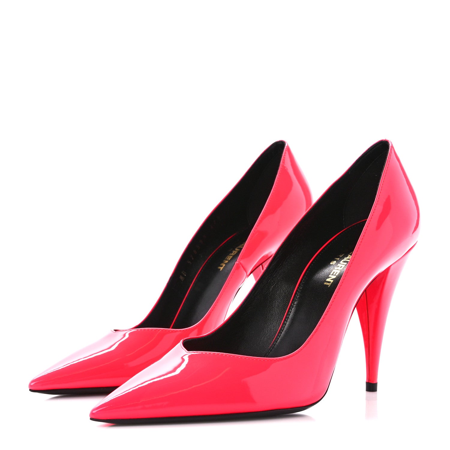 Saint Laurent Patent Calfskin Kiki 100 Pumps 37.5 Fuxia Fluo 3 of 9