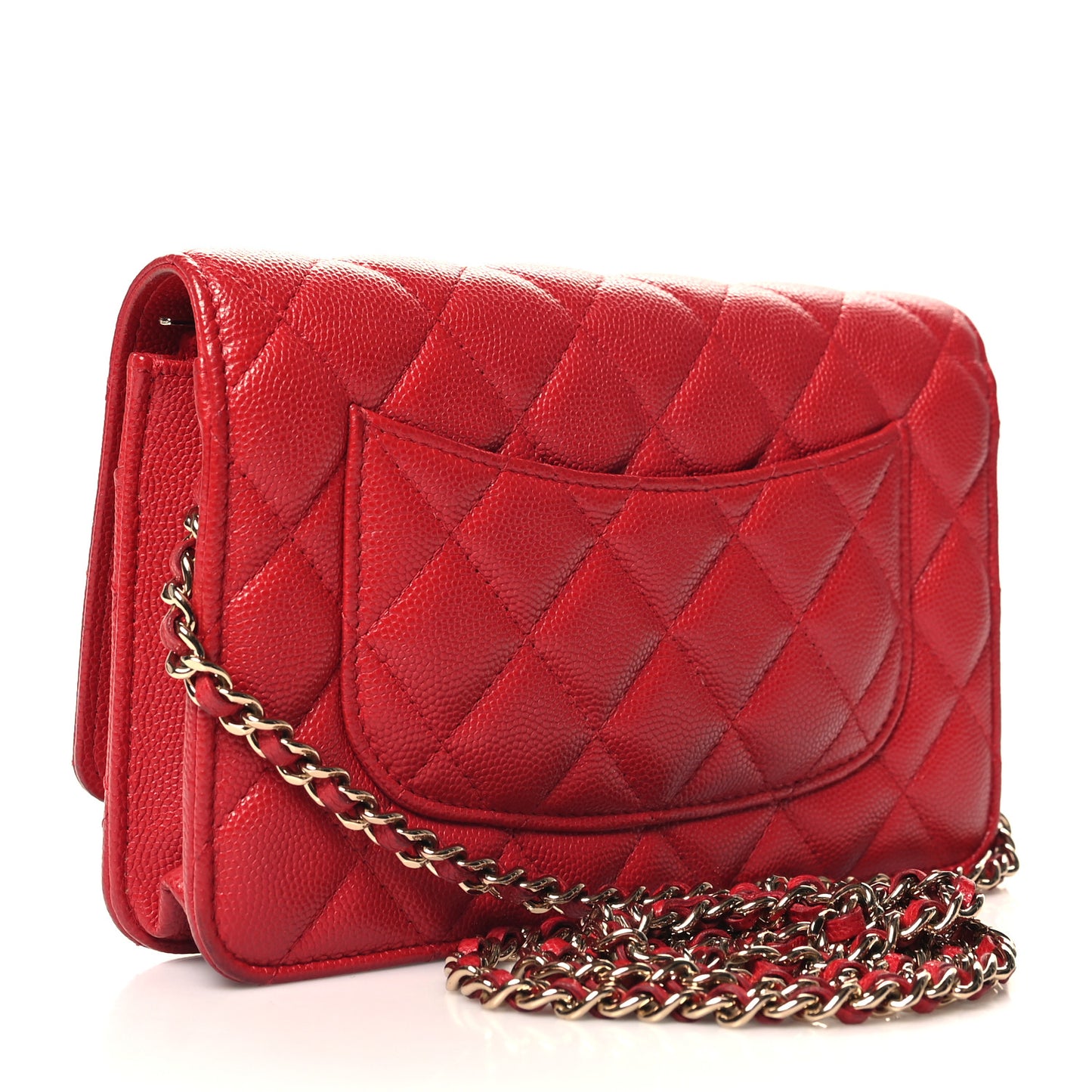 Caviar Quilted Wallet on Chain WOC Red