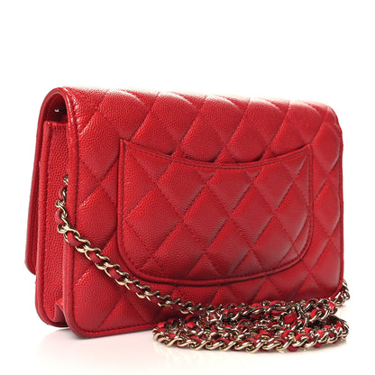 Chanel Caviar Quilted Wallet on Chain WOC Red 3 of 14