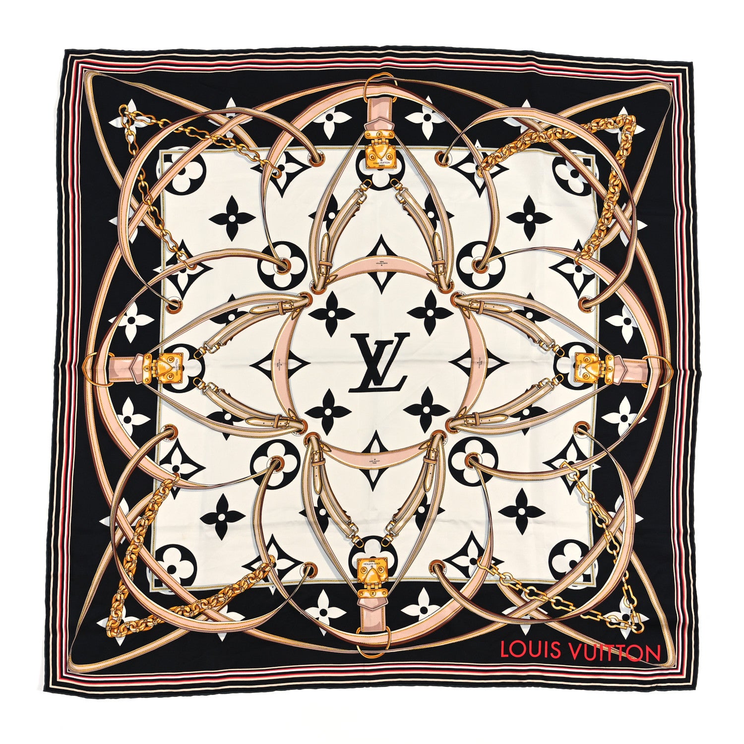 Louis Vuitton Silk Monogram Ultimate Square 90 Scarf Black 1 of 3