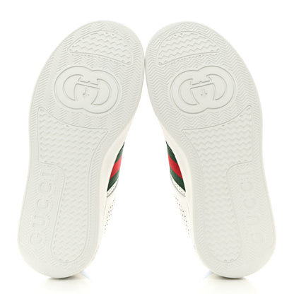 Gucci Calfskin Web Perforated Womens Platform 55mm Sneakers 38.5 White Bright Splash 5 of 9