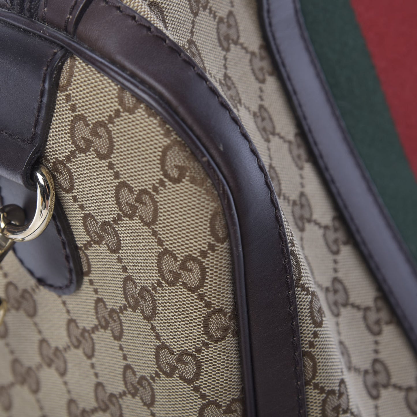 Monogram Vintage Web Medium Boston Dark Brown