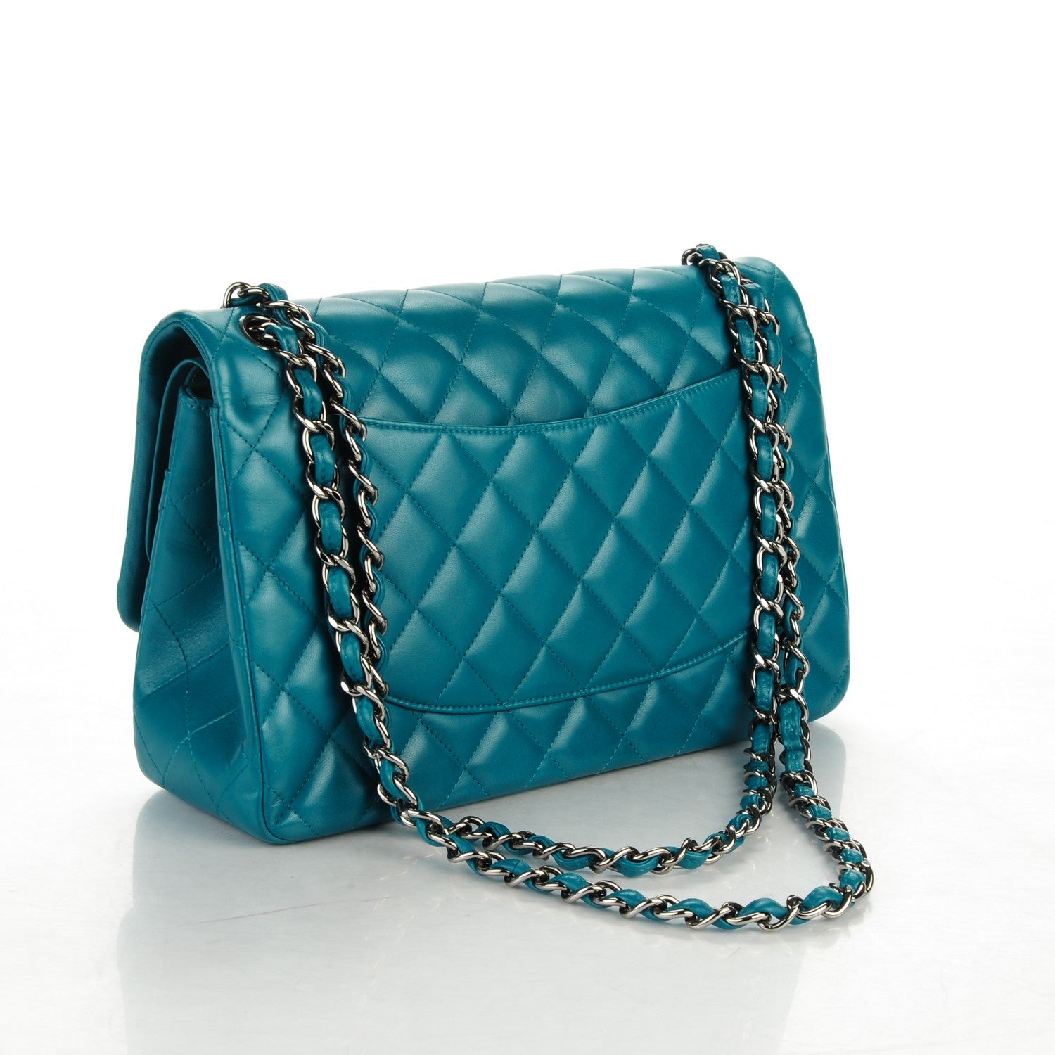Chanel Lambskin Quilted Jumbo Double Flap Turquoise 3 of 7