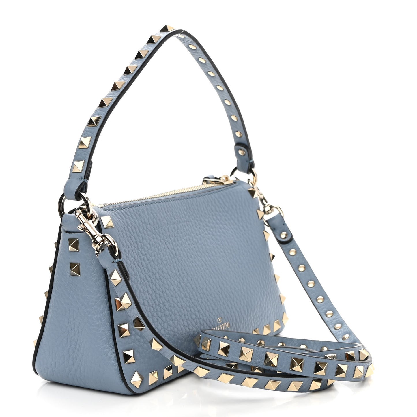 Pebbled Calfskin Small Rockstud Flip Lock Shoulder Bag Niagara