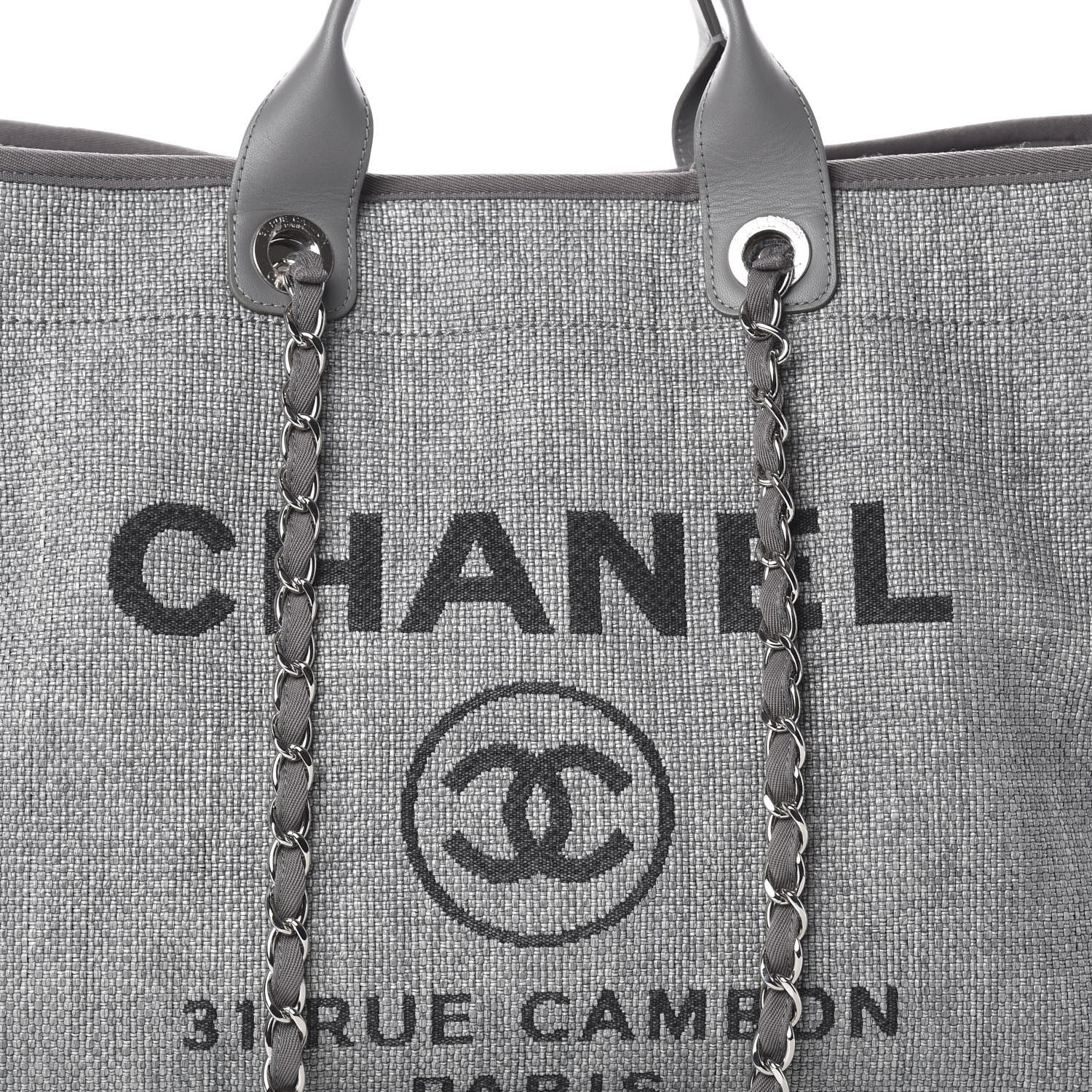 Chanel Woven Straw Raffia Medium Deauville Tote Grey 9 of 9