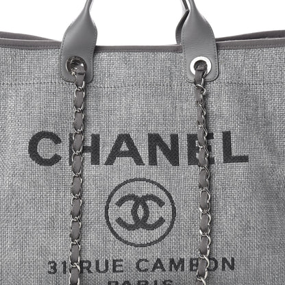 Chanel Woven Straw Raffia Medium Deauville Tote Grey 9 of 9