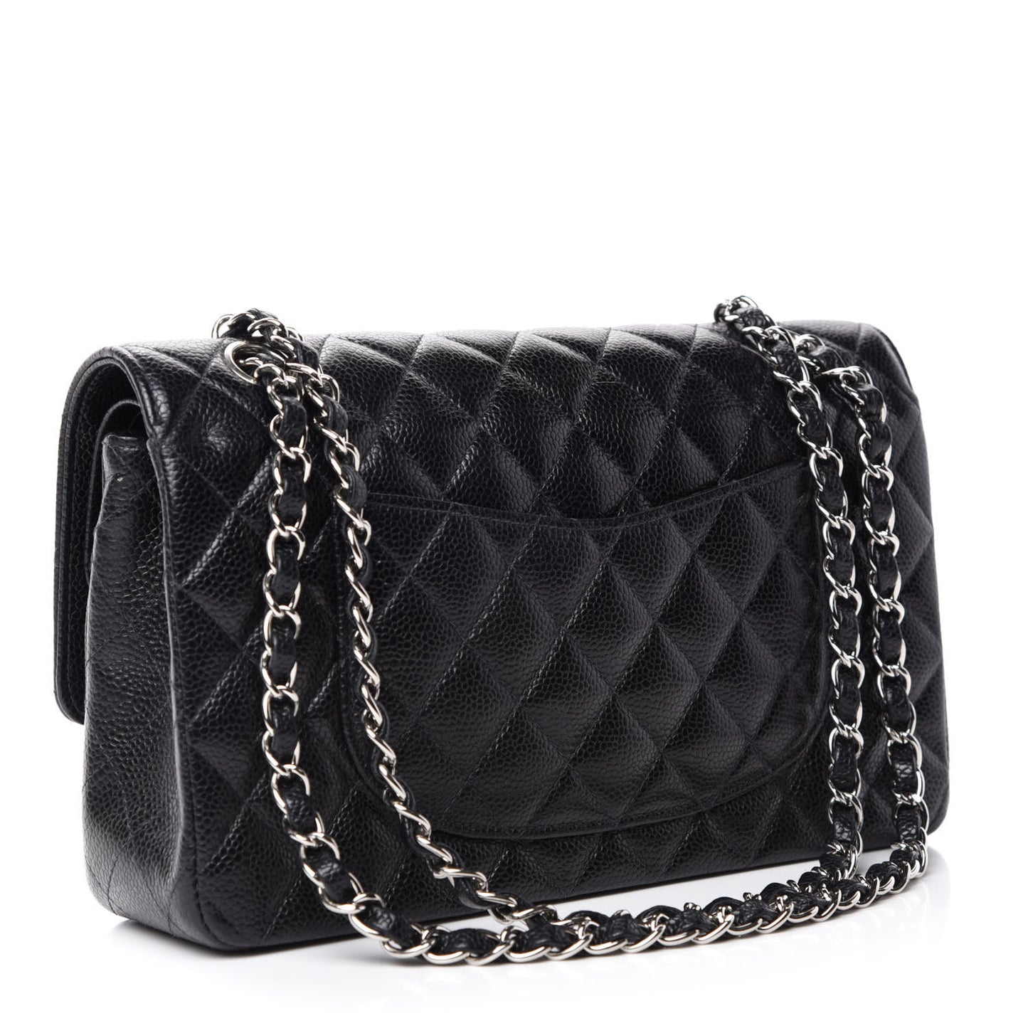 Caviar Quilted Medium Double Flap Black