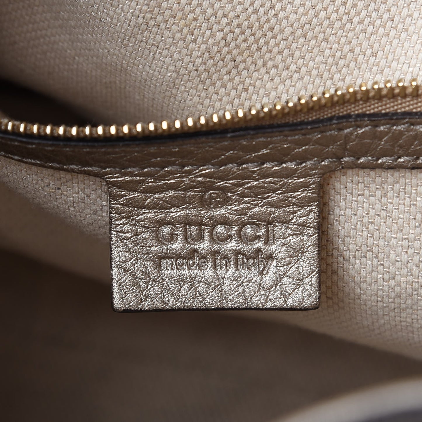 Metallic Pebbled Calfskin Medium Soho Chain Shoulder Bag Golden Beige