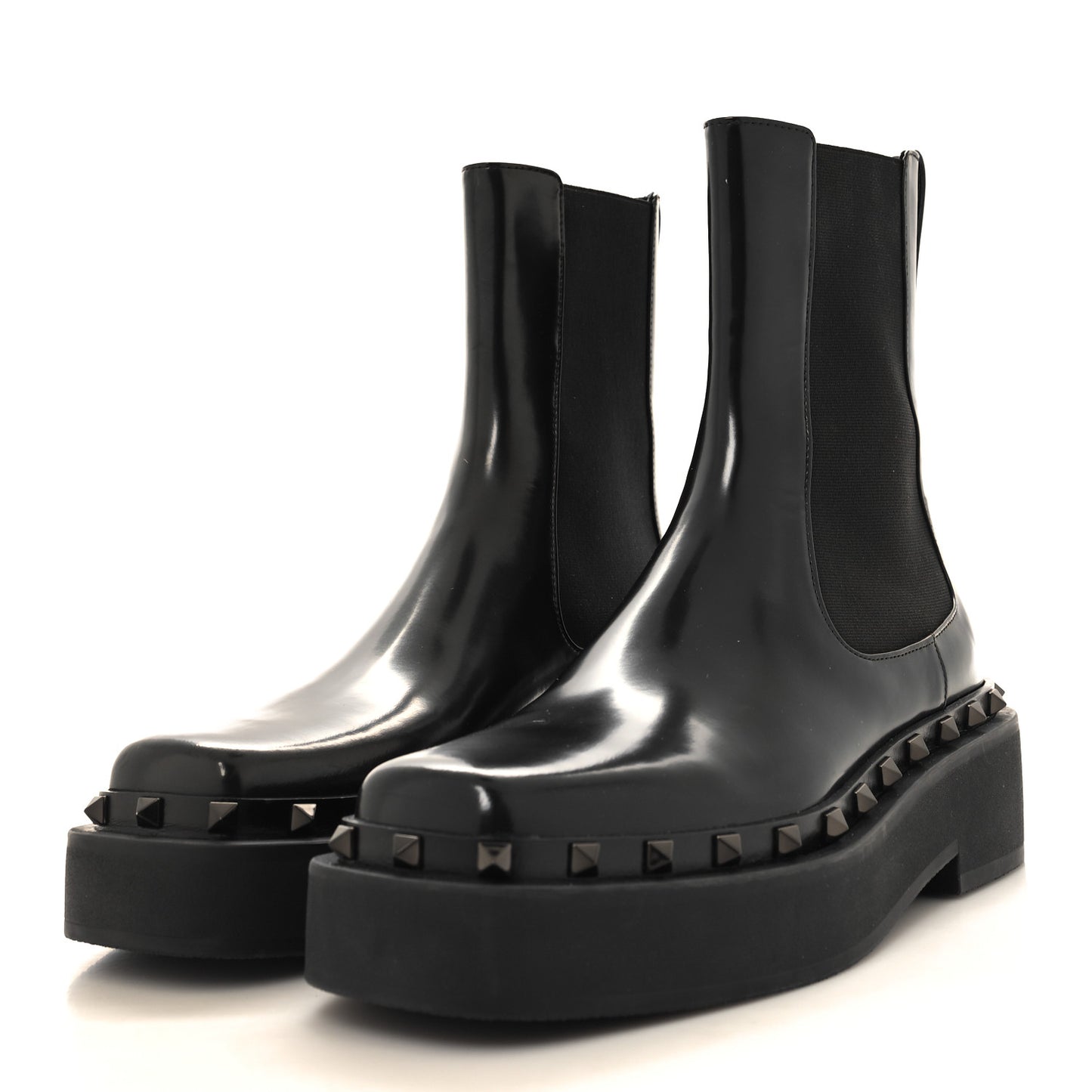 Calfskin Rockstud M-Way 50mm Beatle Boots 38 Black
