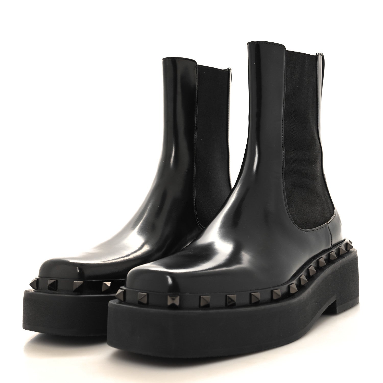 Valentino Garavani Calfskin Rockstud M-Way 50mm Beatle Boots 38 Black 3 of 8