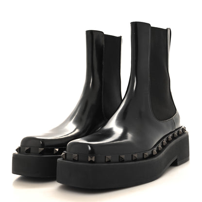 Valentino Garavani Calfskin Rockstud M-Way 50mm Beatle Boots 38 Black 3 of 8