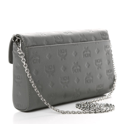MCM Calfskin Ottomar Monogram Medium Millie Crossbody Bag Charcoal 3 of 10