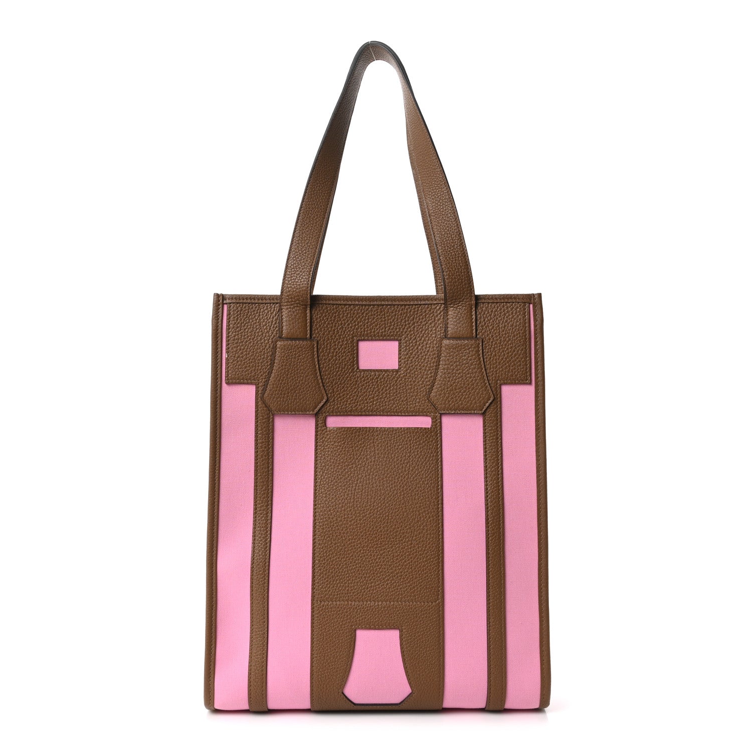 Hermes Canvas Calfskin Petit H Bell Tote Bag Rose Gold 1 of 9