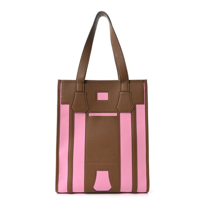 Hermes Canvas Calfskin Petit H Bell Tote Bag Rose Gold 1 of 9