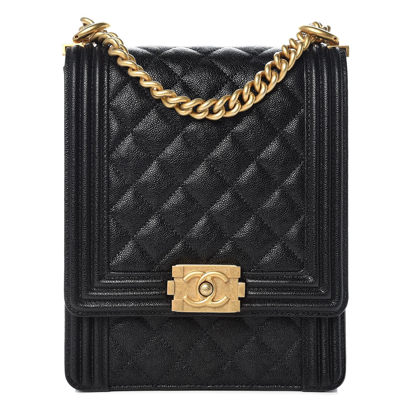 Caviar Quilted North South Boy Flap Black