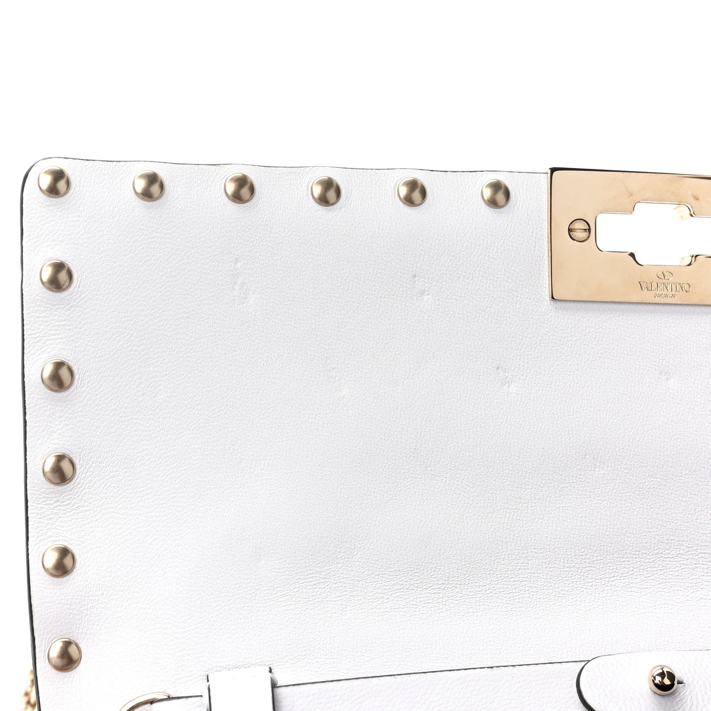 Nappa Rockstud Spike Wallet On Chain Optic White