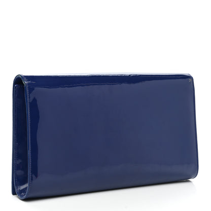 Saint Laurent Patent Calfskin Monogram Large Belle De Jour Clutch Royal Blue 2 of 10