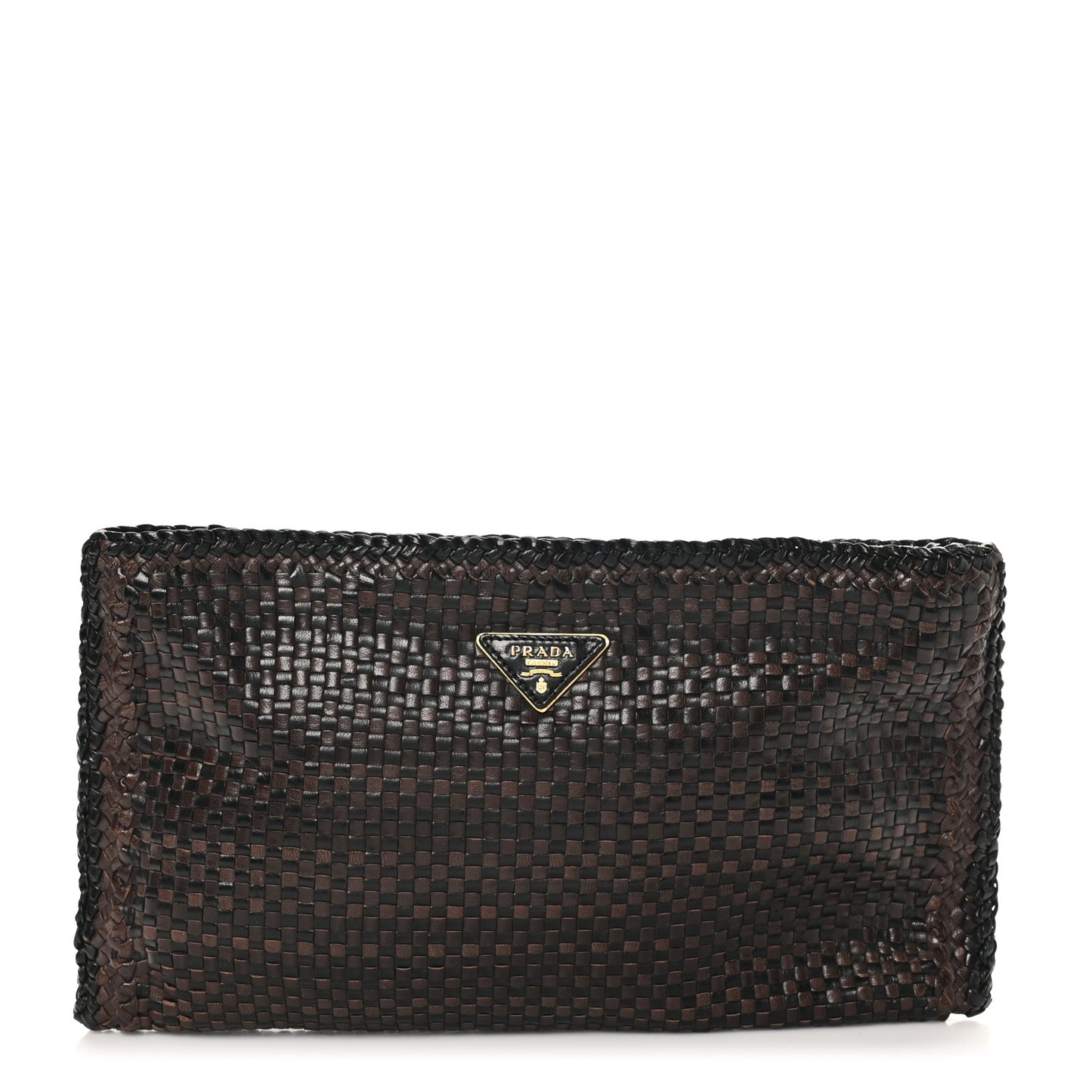 Goatskin Woven Zip Clutch Moro Black