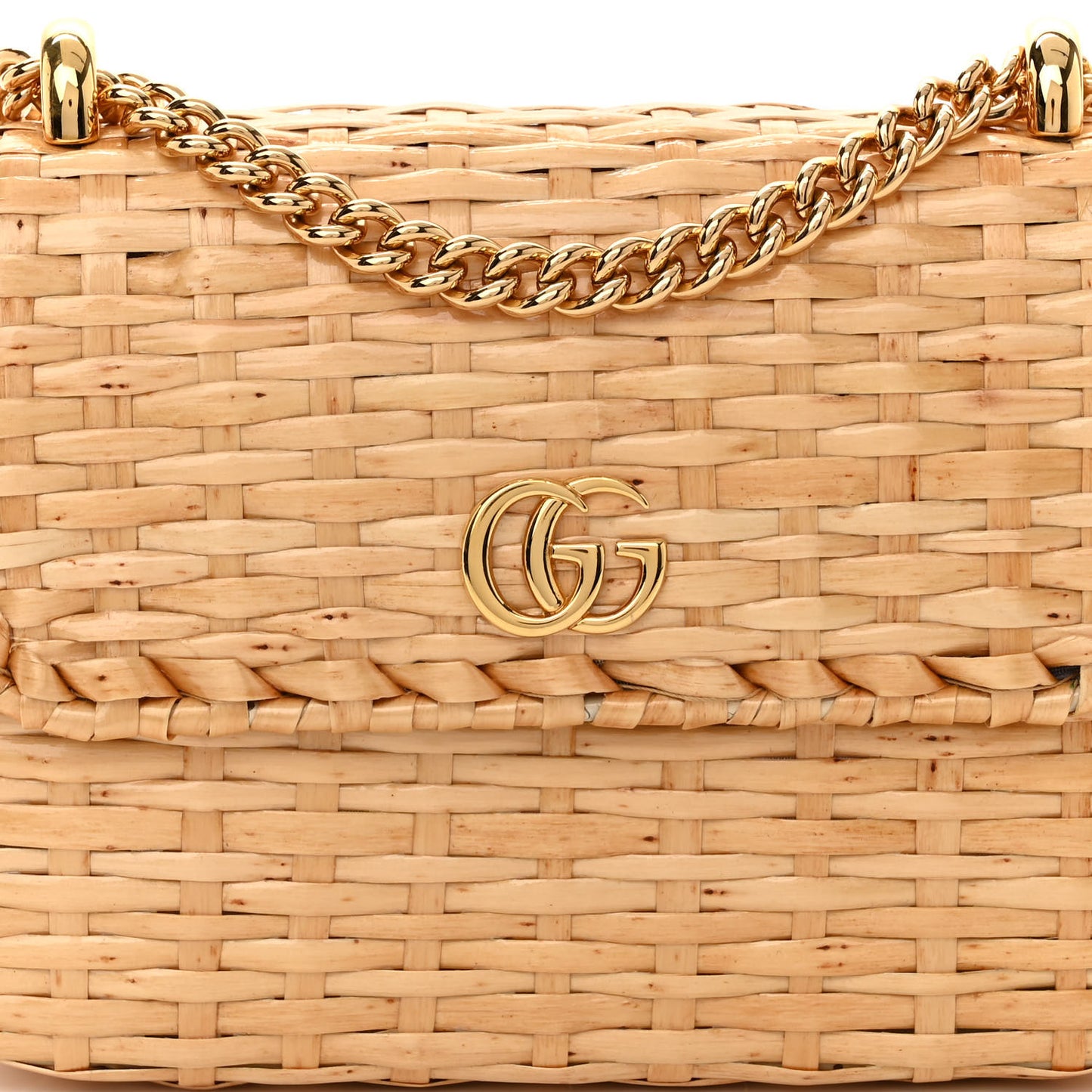 Glazed Wicker Mini Cestino Shoulder Bag Natural