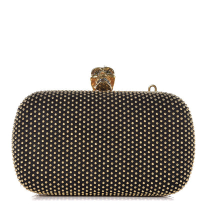 Alexander McQueen Suede Studded Skull Box Clutch Black 1 of 9