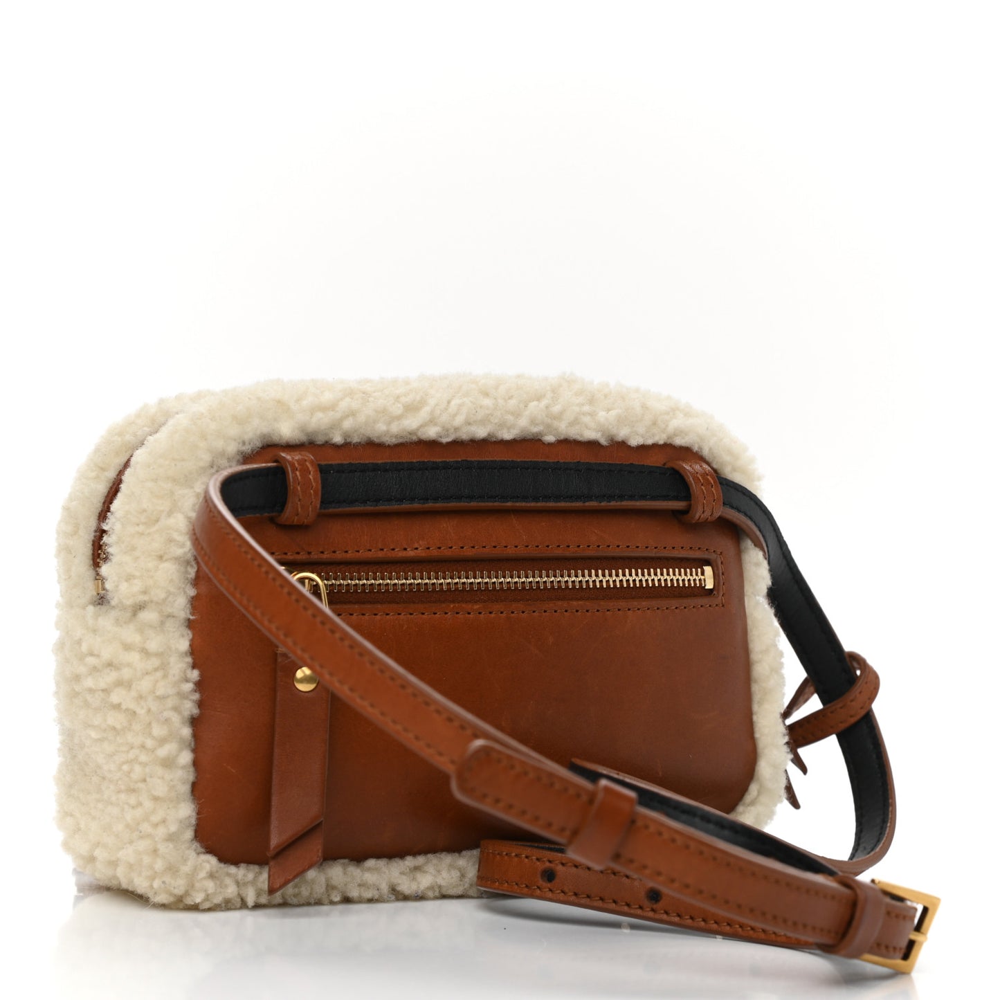 Shearling Monogram Lou Belt Bag Beige