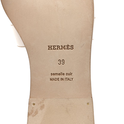 Hermes Box Calfskin Oran Sandals 39 White 9 of 9