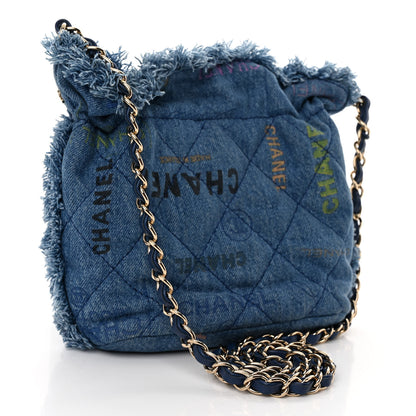 Chanel Denim Quilted Small Mood Bucket With Chain Blue Multicolor 3 of 10