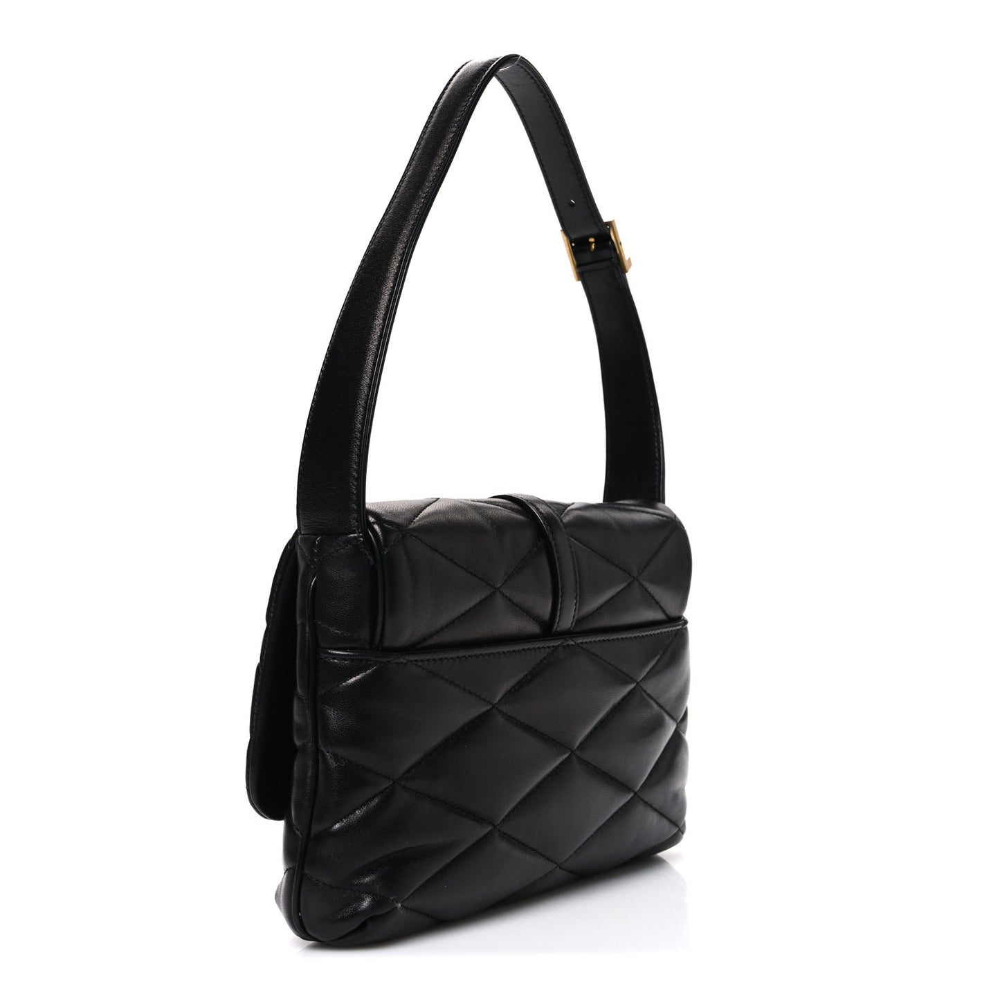 Lambskin Quilted Le 57 Diamond Shoulder Bag Black