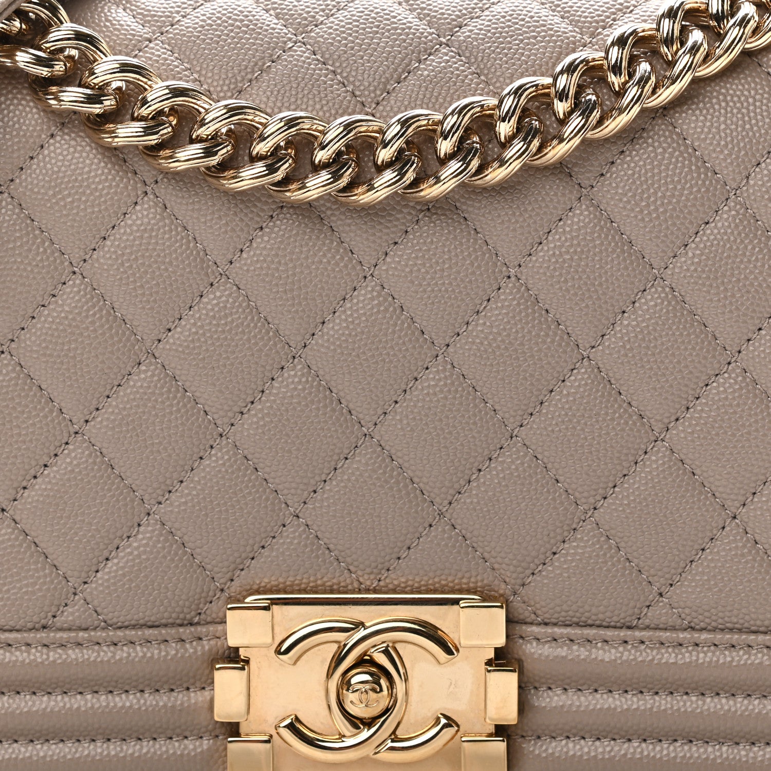 Chanel Caviar Quilted Medium Boy Flap Beige 7 of 9