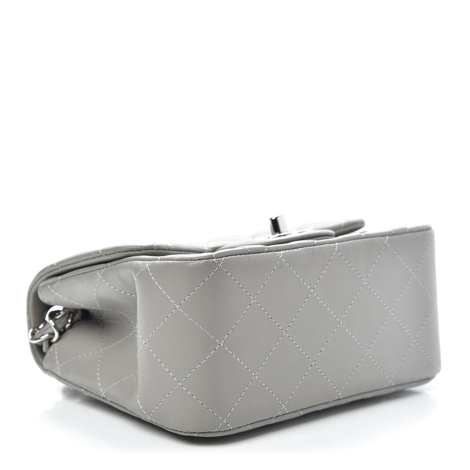 Chanel Lambskin Quilted Mini Square Flap Light Grey 4 of 10