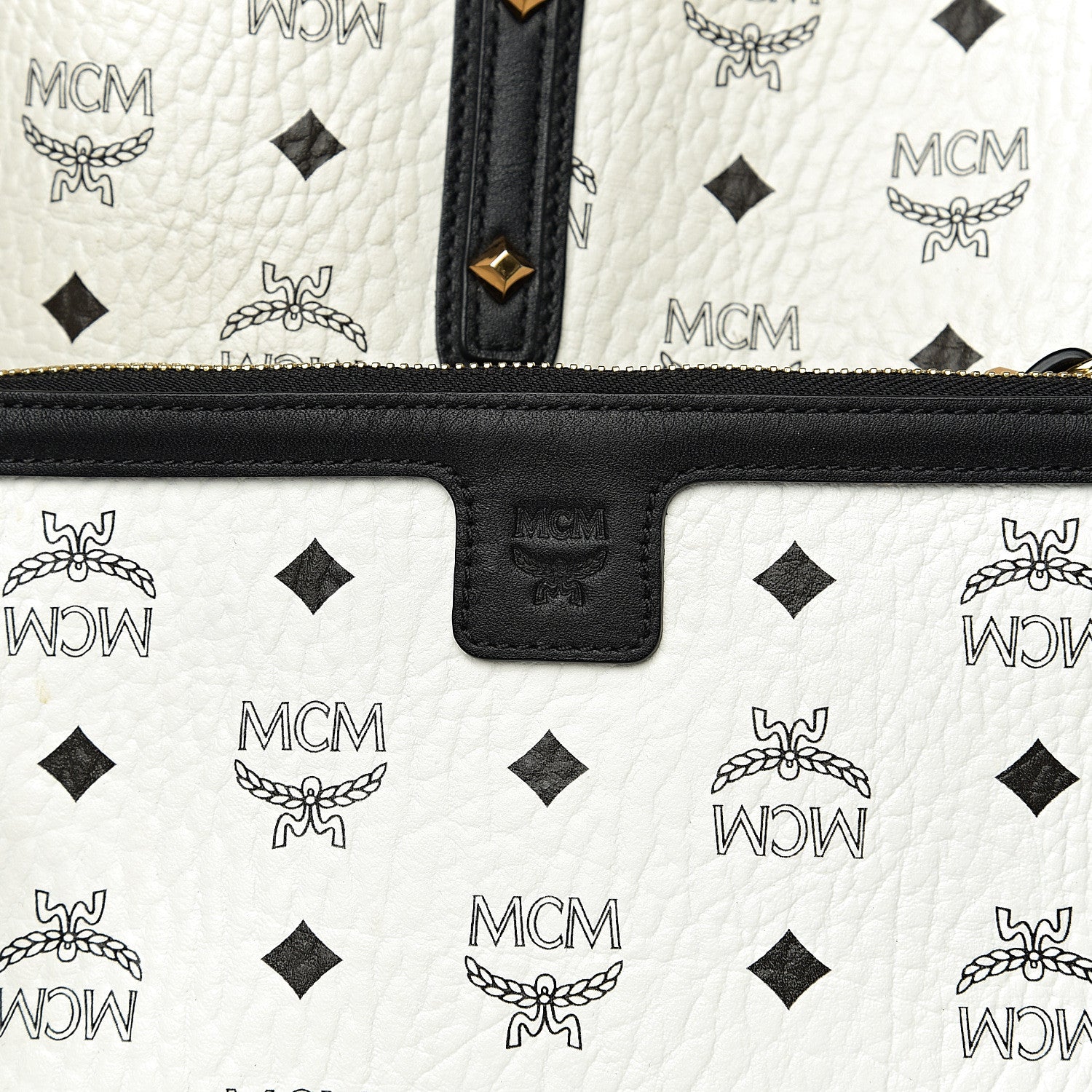MCM Visetos Medium Project Reversible Shopper Tote White 9 of 19
