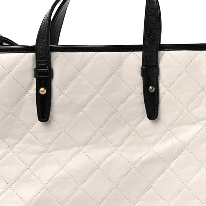 Chanel Aged Calfskin Quilted Large Gabrielle Shopping Tote White Black 7 of 11