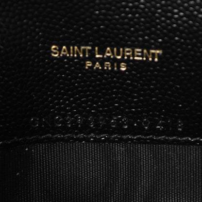 Saint Laurent Grain De Poudre Matelasse Chevron Monogram Envelope Chain Wallet Black 7 of 7