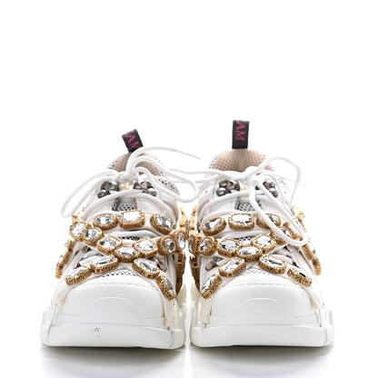Gucci X SEGA Mesh Calfskin Suede Removable Crystals Womens Flashtrek Sneakers 37.5 Great White 2 of 8