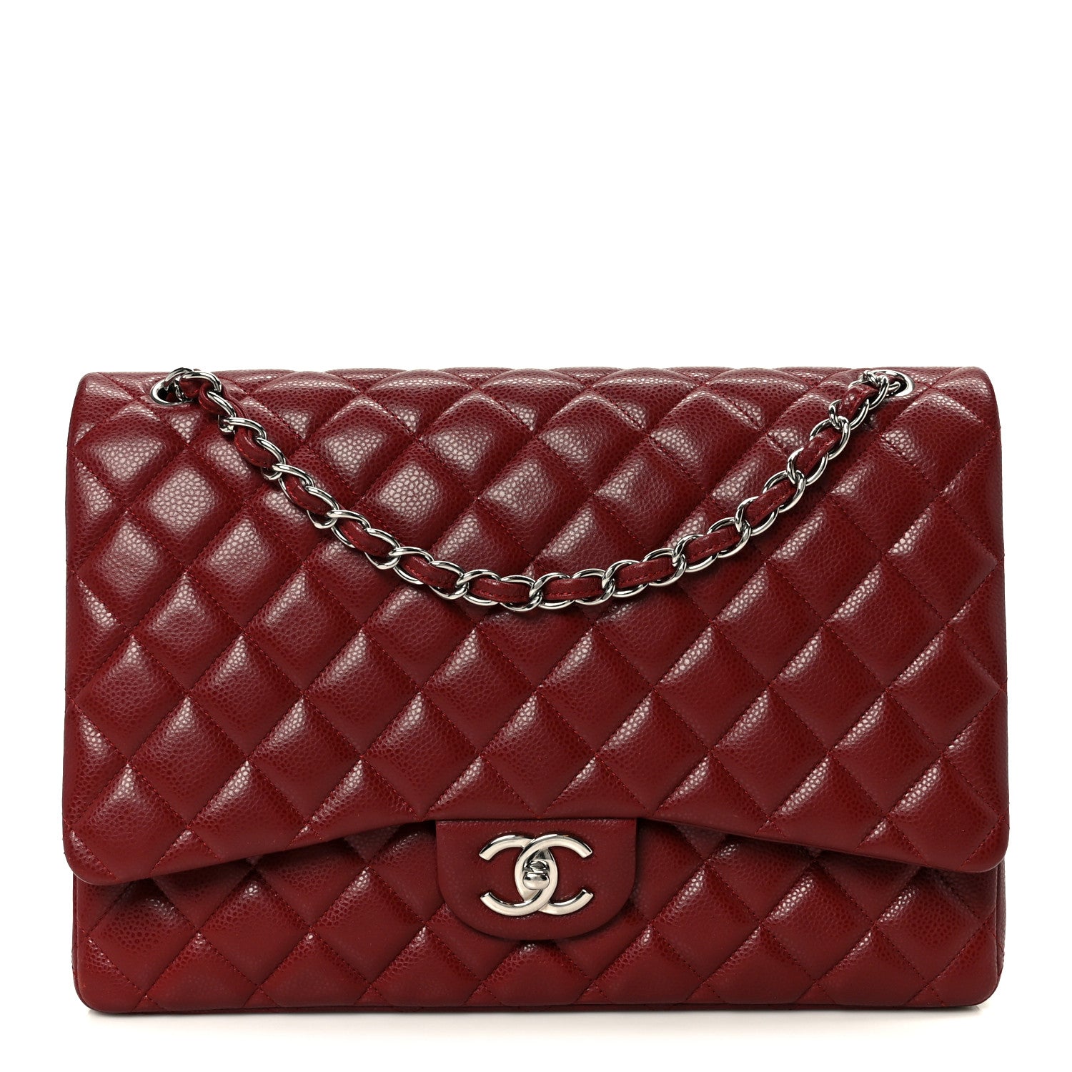 Chanel Caviar Quilted Maxi Double Flap Dark Red 1 of 10